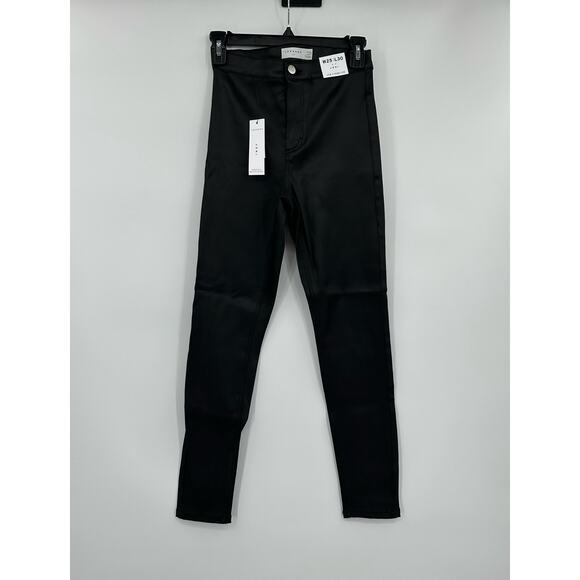 Topshop The Iconic Joni High Rise Skinny fit in Coated Black Size 25 NWT - Picture 3 of 9